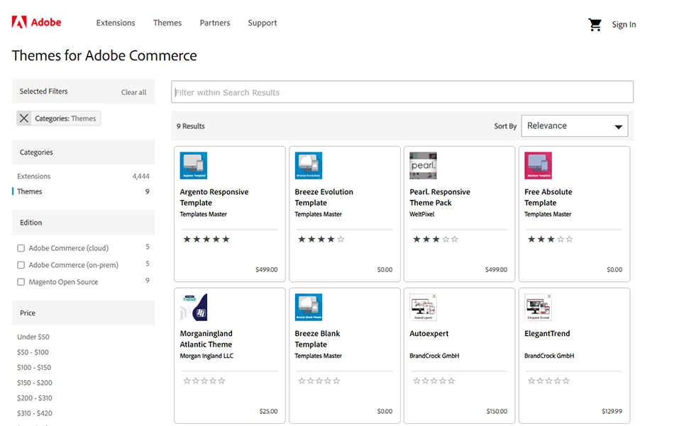 themes for adobe commerce